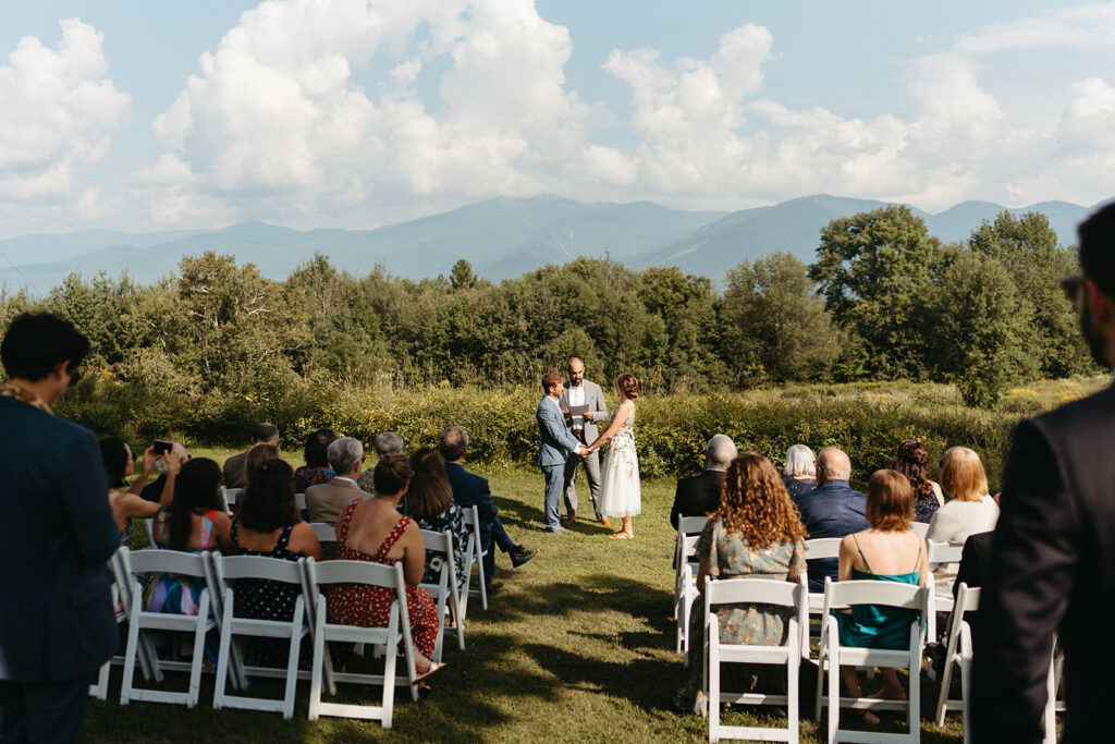 A sunset hill house ceremony. Northern NH wedding inspo. 