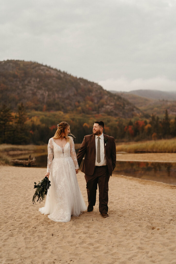 Sand Beach elopement in Acadia National Park. 