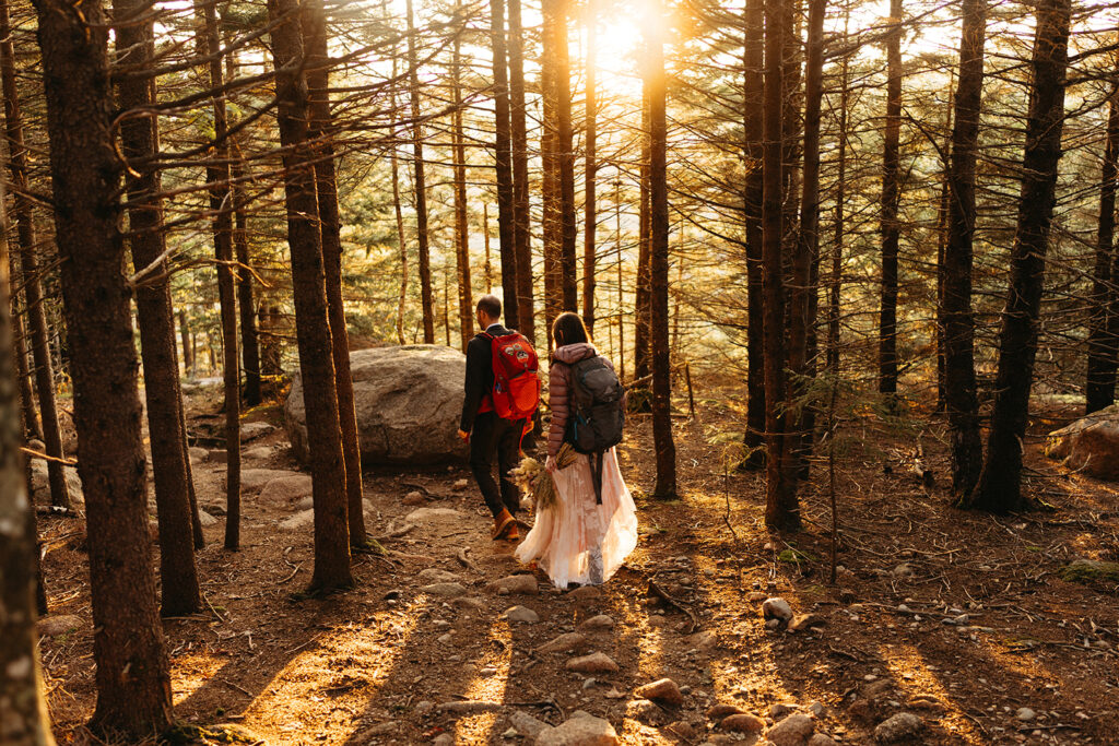 Sunrise elopement in Acadia national park to beat the crowds. 