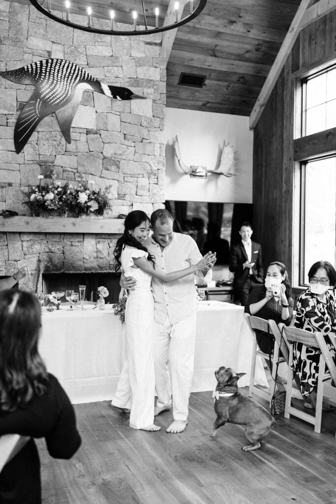 A microwedding reception at a vacation rental in Lincoln, NH