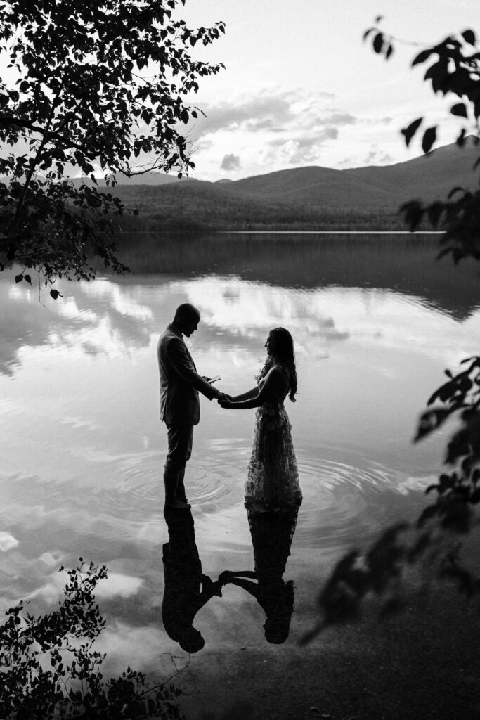 A wedding ceremony in chocorua lake in Tamworth NH
